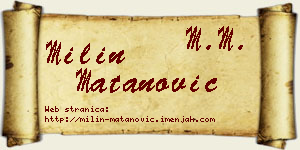 Milin Matanović vizit kartica